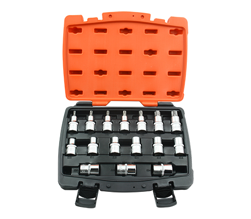 16Pcs 1/2" E Socket & Torx Bit Socket Set